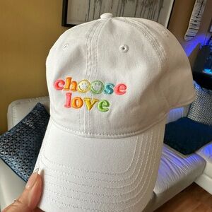 Choose Love white rainbow logo baseball hat